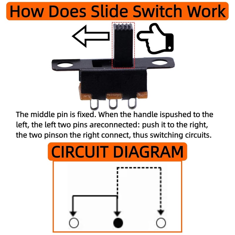EGSCST 150PCS Micro Mini Slide Switch SPDT 1p2t Toggle Switches 2 Position 3 Pin On-Off Dip Vertical Panel Mount High Knob for Arduino PCB Breadboard and Electronic Project - SS12F15 5mm DC 50V 0.5A - Image 4